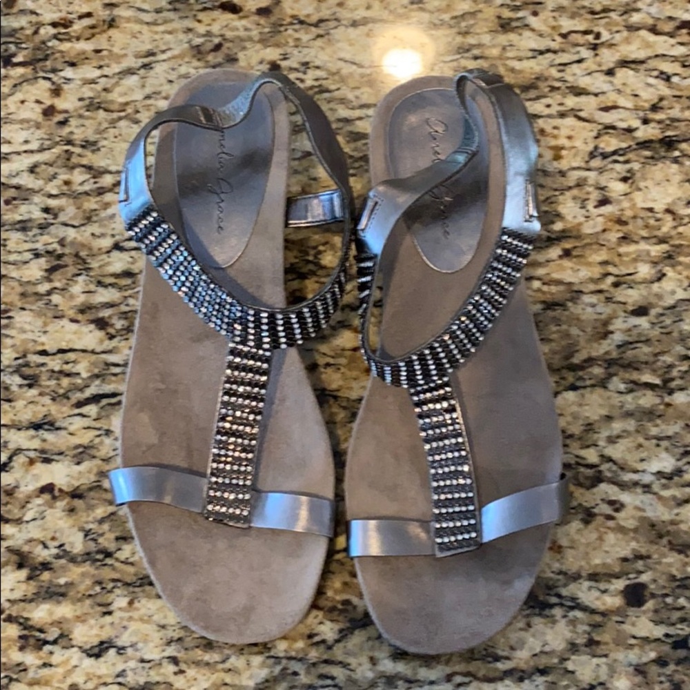 LIKE NEW beaded silver sandals